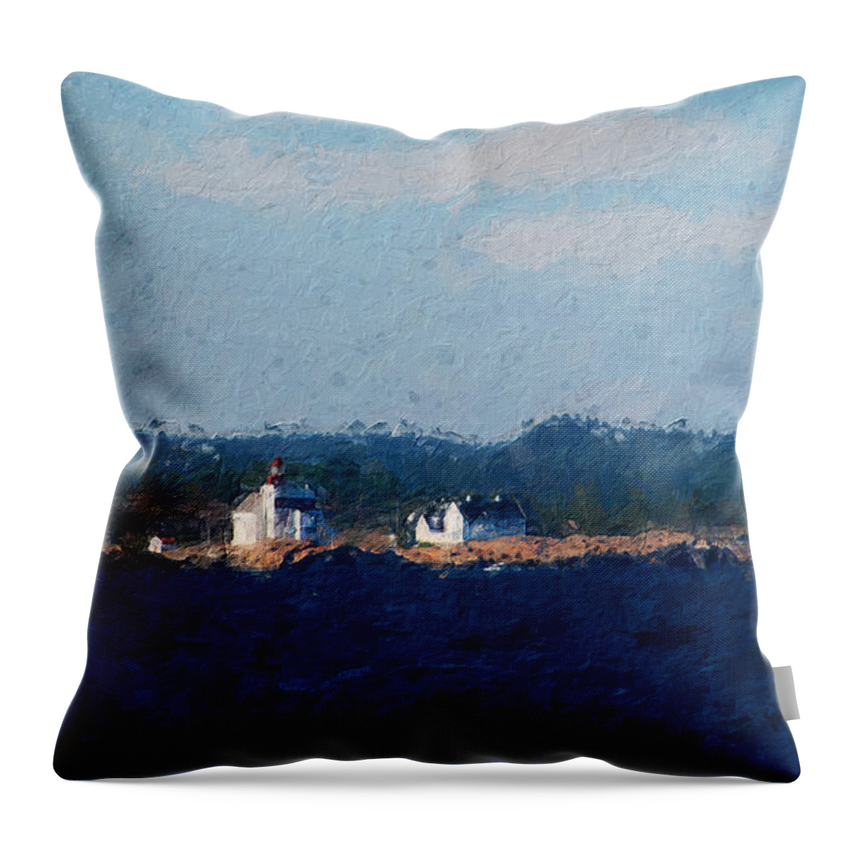 Lighthouse Throw Pillow featuring the digital art Lyngor lighthouse by Geir Rosset
