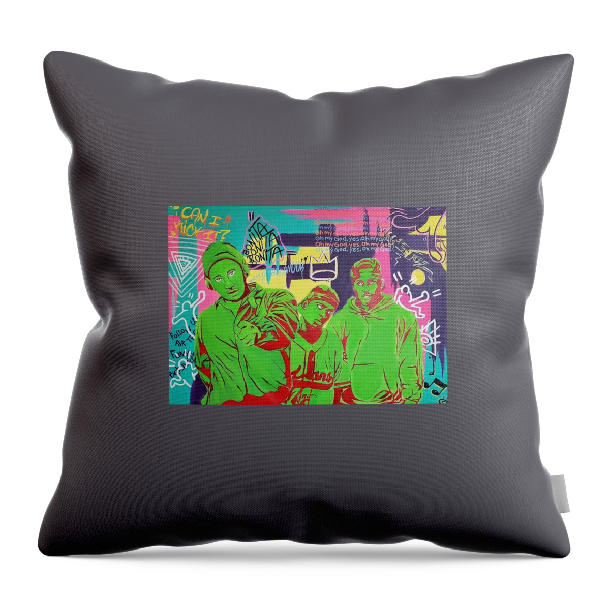 Hiphop Throw Pillow featuring the painting Lyrics to Go by Ladre Daniels