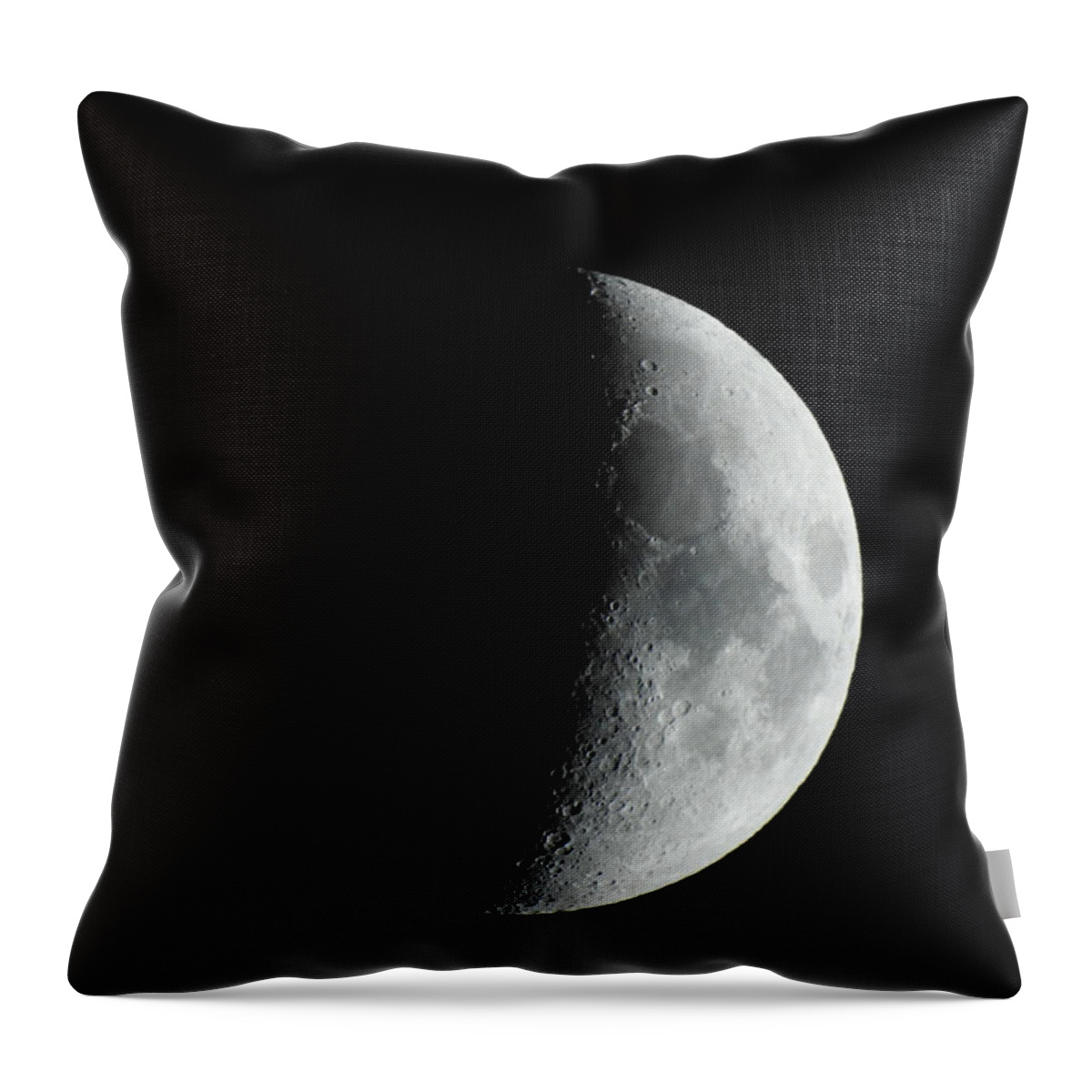 Moon Throw Pillow featuring the photograph M Mouse on Quarter Moon by Russ Considine