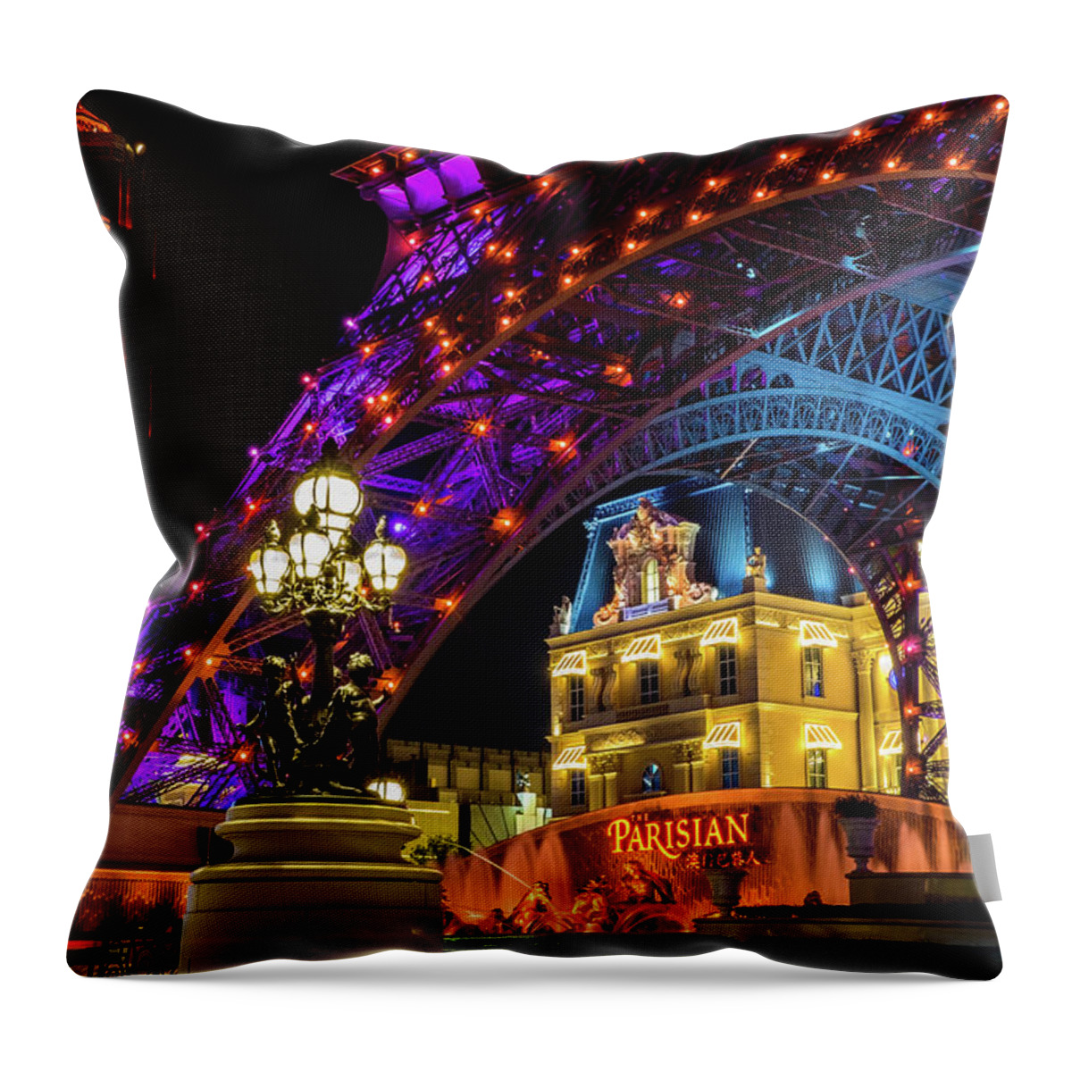 Hotel Throw Pillow featuring the photograph Macau at Night by Arj Munoz
