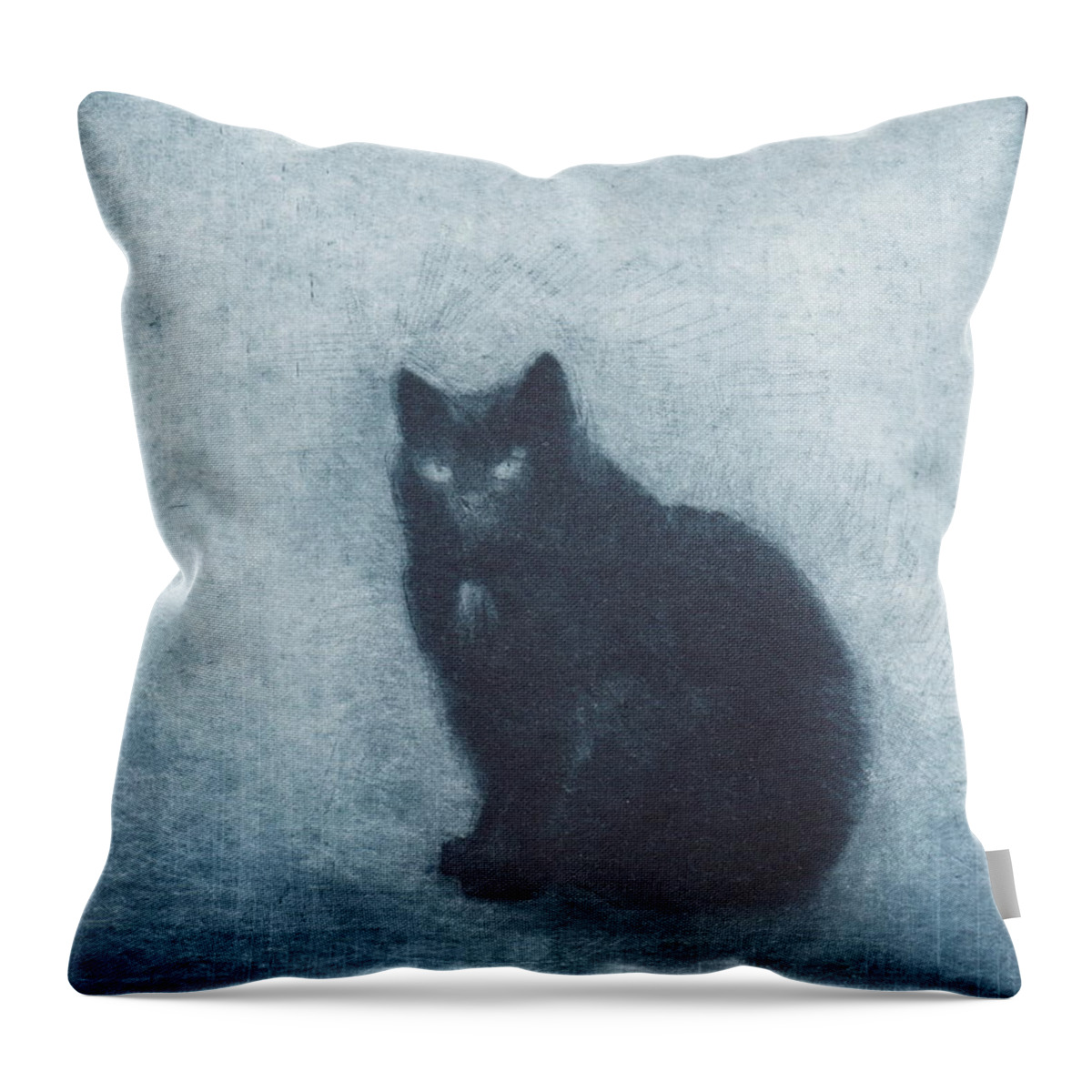 Cat Throw Pillow featuring the drawing Madame Escudier - etching by David Ladmore