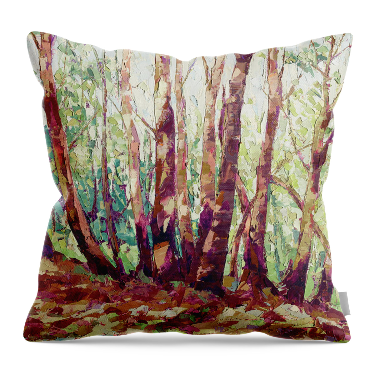 Madrone Throw Pillow featuring the painting Madrone Grove by PJ Kirk