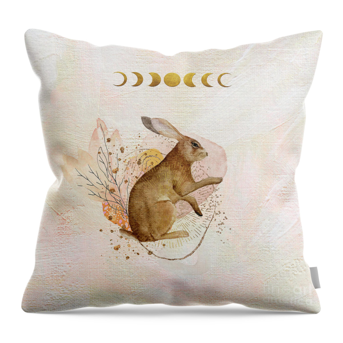 Rabbit Throw Pillow featuring the painting Magical Forest Rabbit by Garden Of Delights