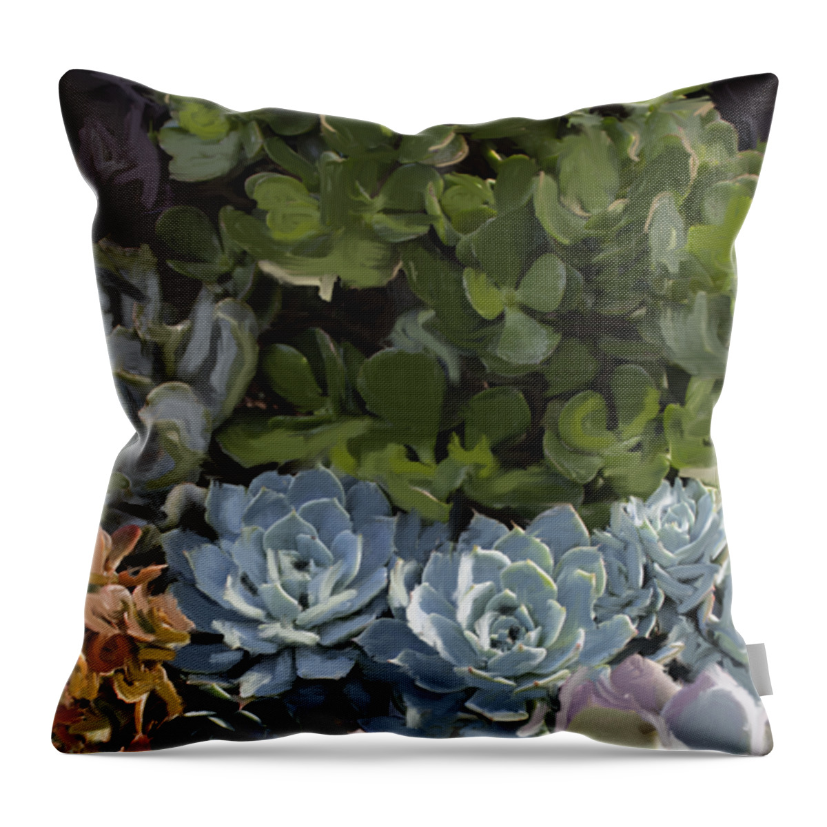 Succulents Throw Pillow featuring the digital art Magical Succulents by Beth Cornell