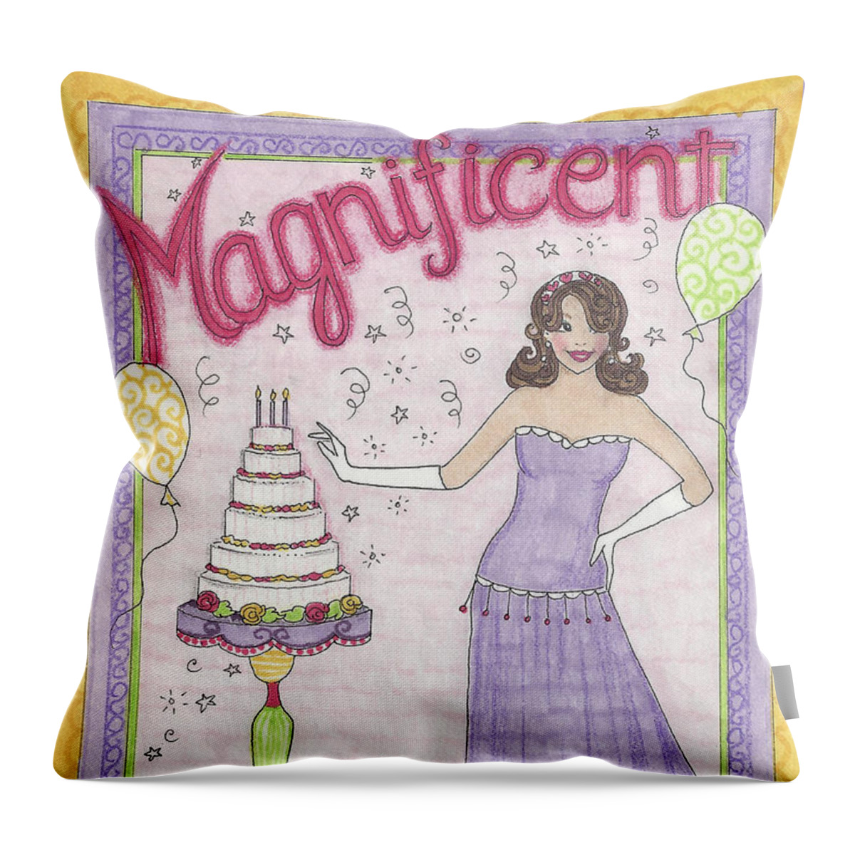 Magnificent Throw Pillow featuring the mixed media Magnificent by Stephanie Hessler