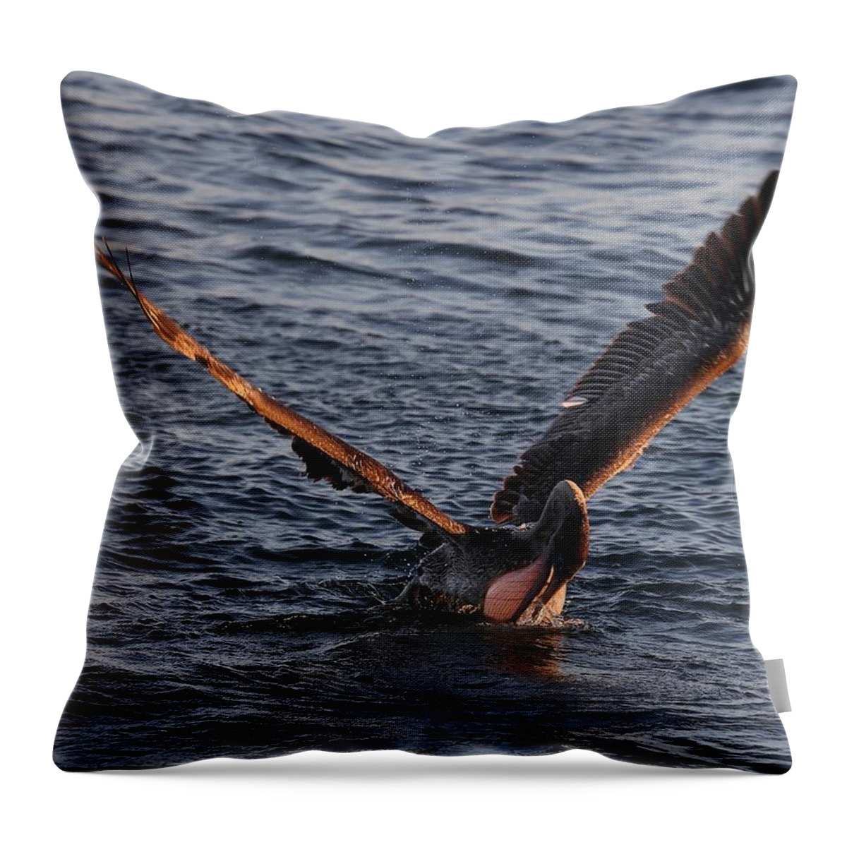 Pelicans Throw Pillow featuring the photograph Magnificent Throat Pouch 2 by Mingming Jiang