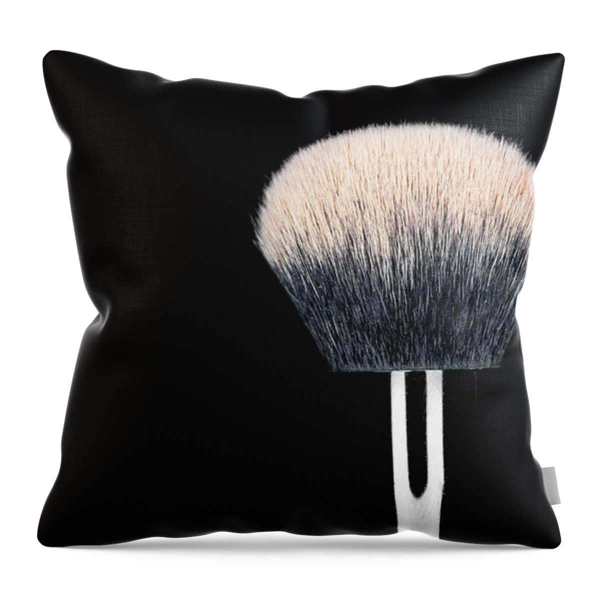 Brush Throw Pillow featuring the photograph Makeup Brush Pink by Amelia Pearn