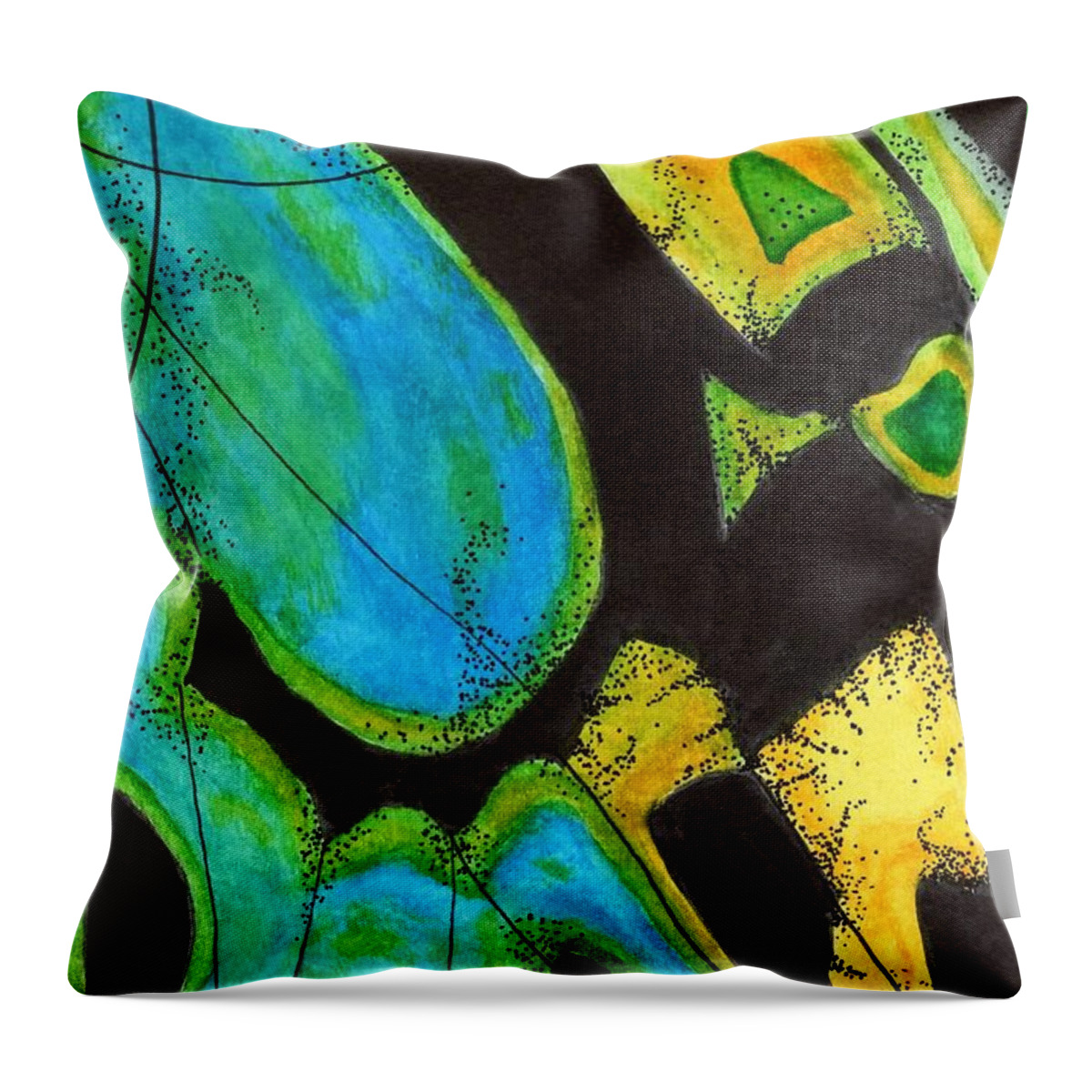 Yellow Throw Pillow featuring the painting Malachite by Misty Morehead