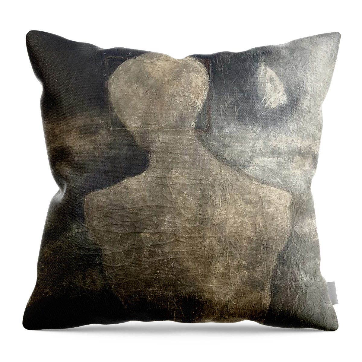 Surreal Throw Pillow featuring the painting Man and Moon by David Euler