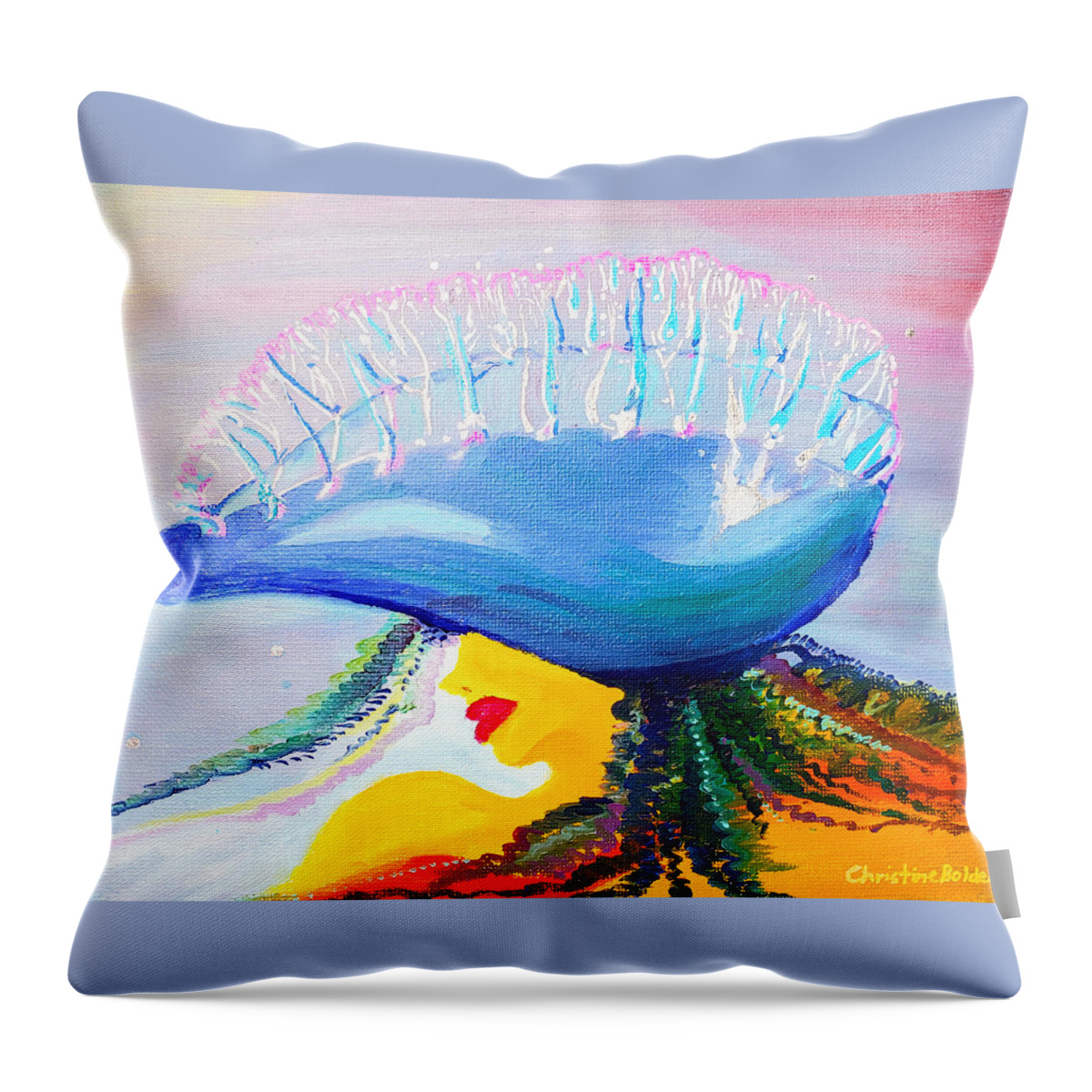 Abstract Throw Pillow featuring the painting Man O' War by Christine Bolden