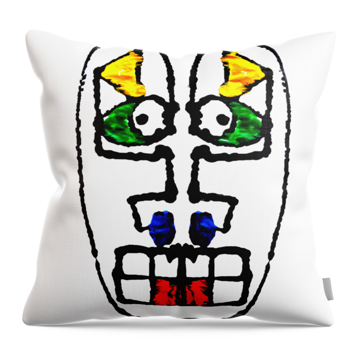 Abstract Throw Pillow featuring the painting Manic Mask by Stephenie Zagorski