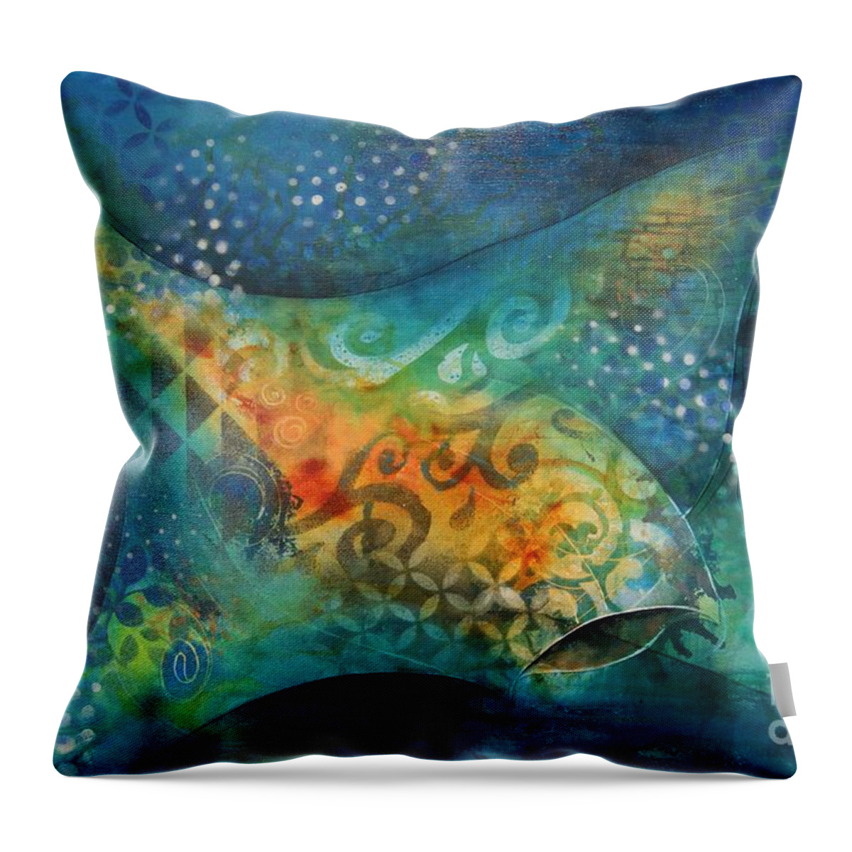 Manta Throw Pillow featuring the painting Manta Ray by Reina Cottier