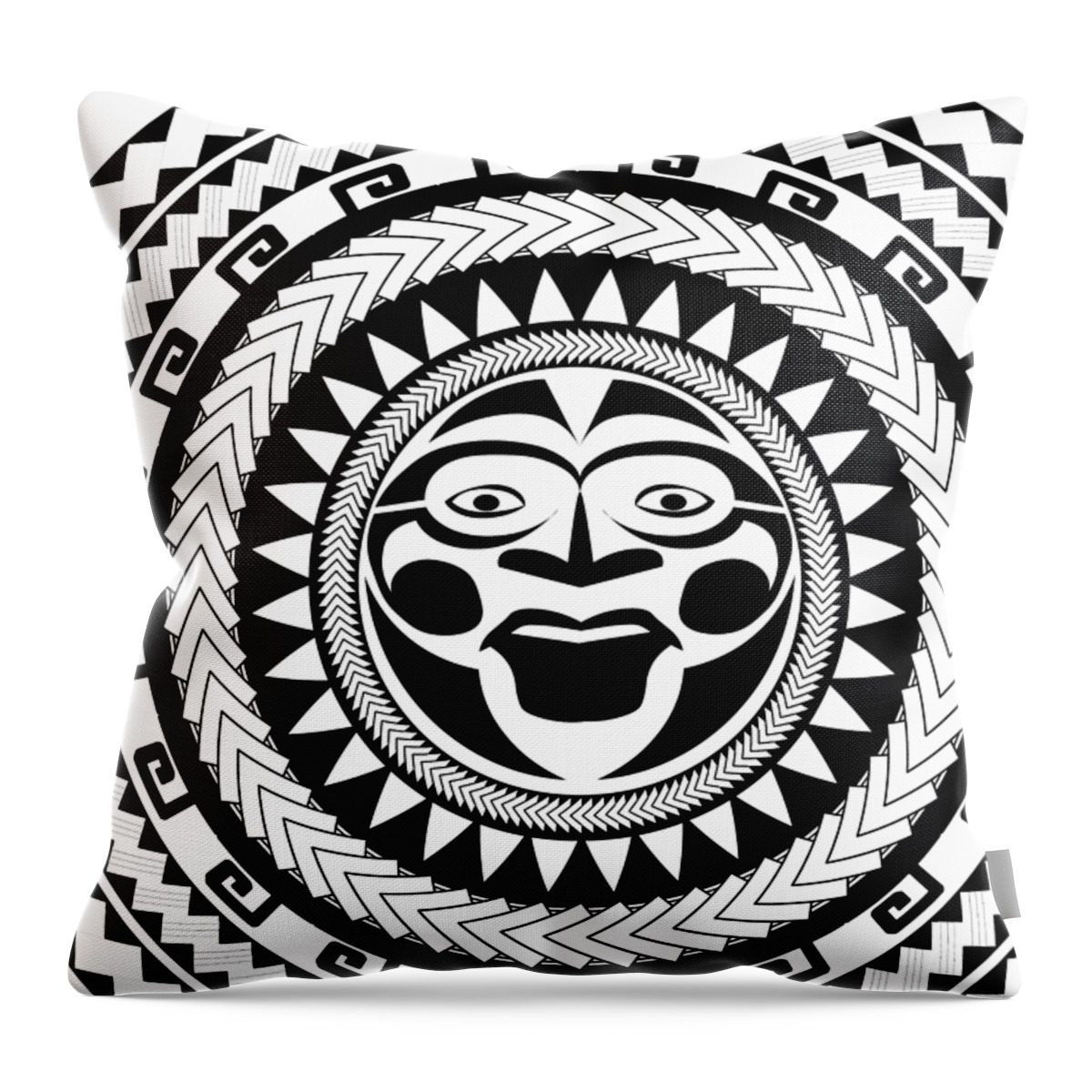 Maori Throw Pillow featuring the digital art Maori Face by Piotr Dulski