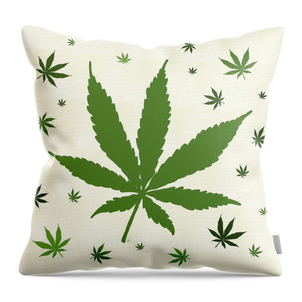 Cannabis Throw Pillow featuring the digital art Marijuana Leaf Art by Angie Tirado