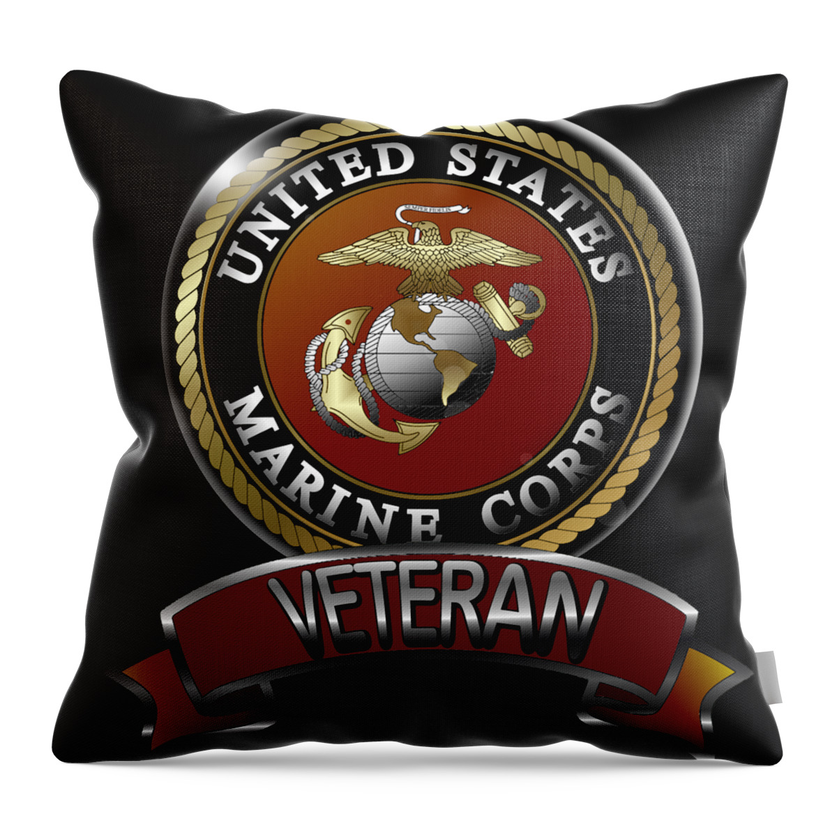 Marines Throw Pillow featuring the digital art Marine Veteran by Bill Richards