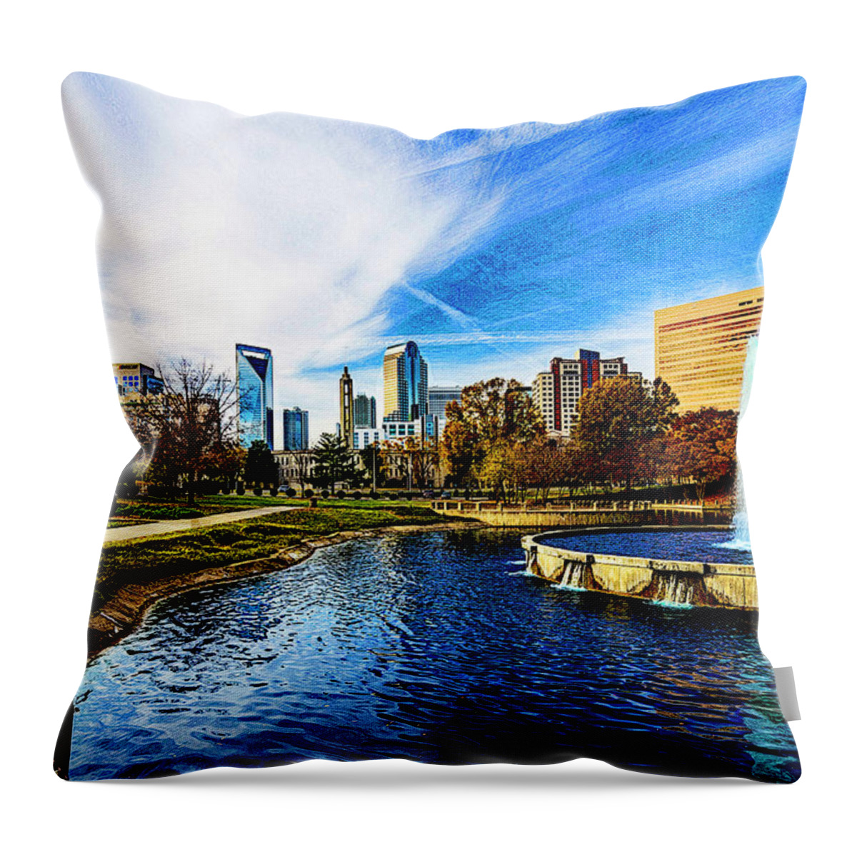 Marshall Park Throw Pillow featuring the digital art Marshall Park Vintage by SnapHappy Photos