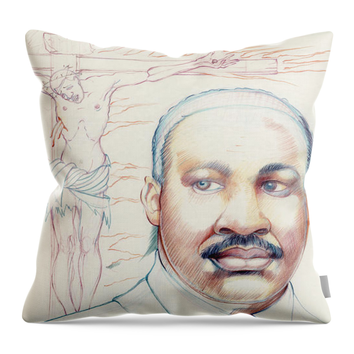 Martin Luther King Illustration Throw Pillow featuring the drawing Martin Luther King by William Hart McNichols