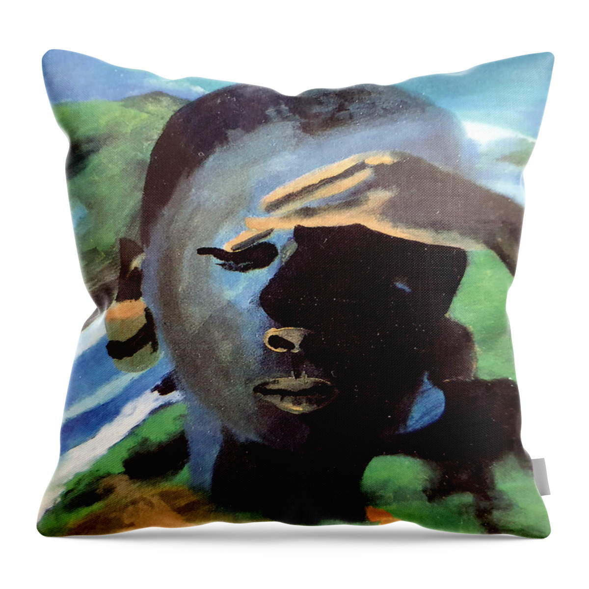Masai Throw Pillow featuring the painting Masai by Enrico Garff