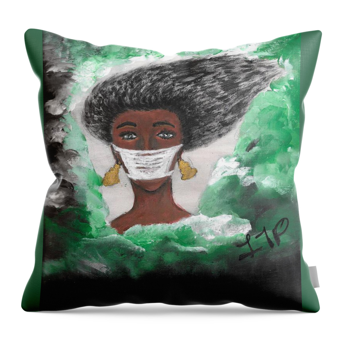 Mask Throw Pillow featuring the painting Masked Goddess by Esoteric Gardens KN