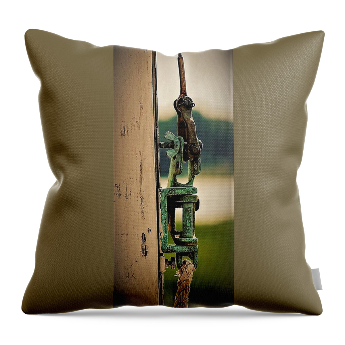 Boat Mast Halyard Rope Sailing Throw Pillow featuring the photograph Mast Halyard by John Linnemeyer