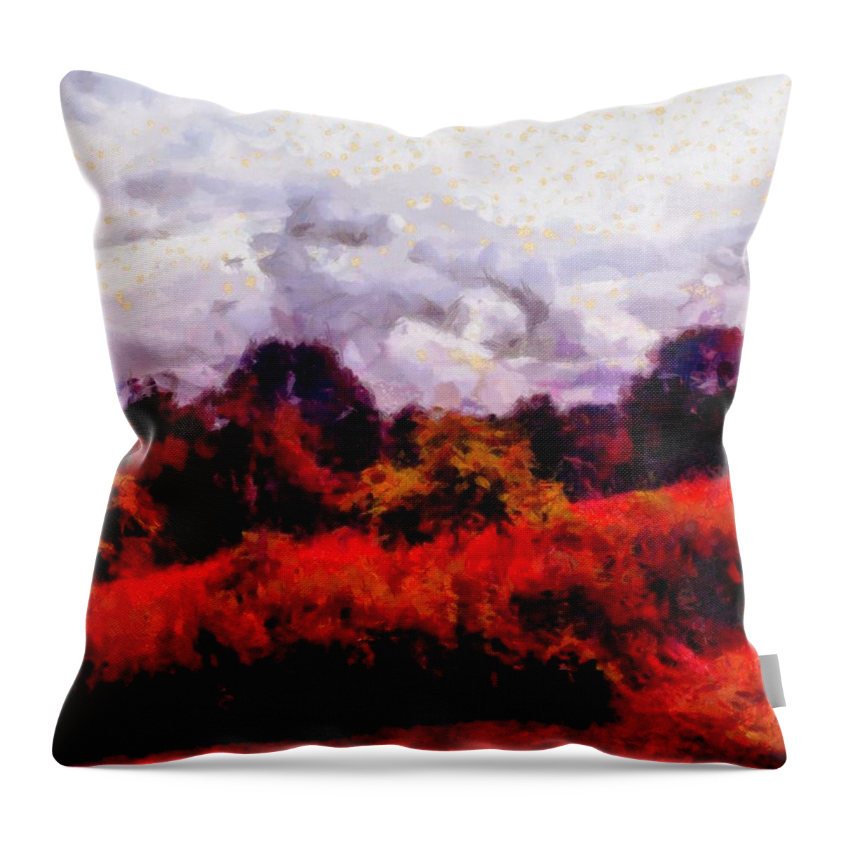 Meadow Throw Pillow featuring the mixed media Meadow at Dusk by Christopher Reed