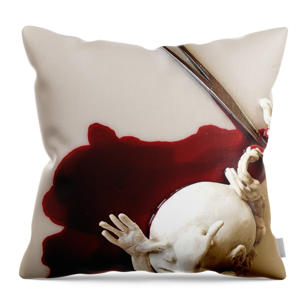 Abortion Throw Pillow featuring the mixed media Medical Waste by Merana Cadorette
