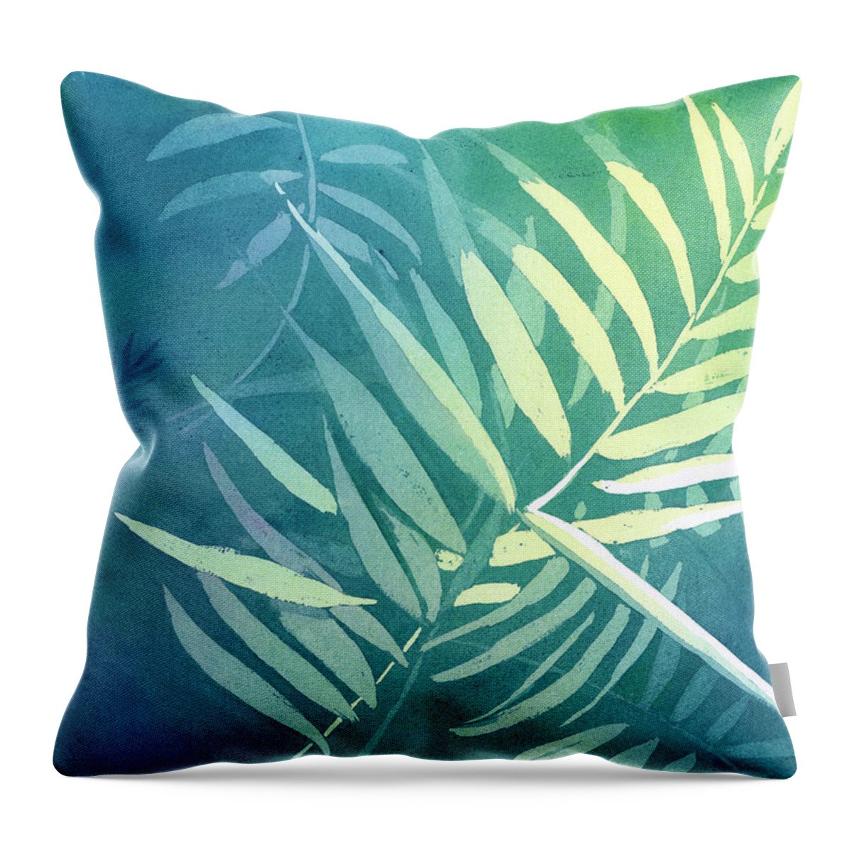 Palm Fronds Throw Pillow featuring the painting Meditative Palm by Lois Blasberg
