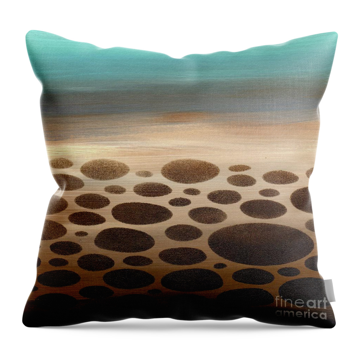 River Pebbles Throw Pillow featuring the painting Meditative River Bottom by Donna Mibus