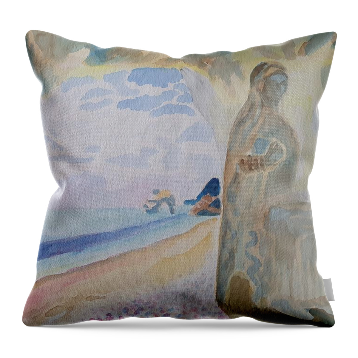 Sculpture Throw Pillow featuring the painting Mediterranean Dream Cave by Enrico Garff