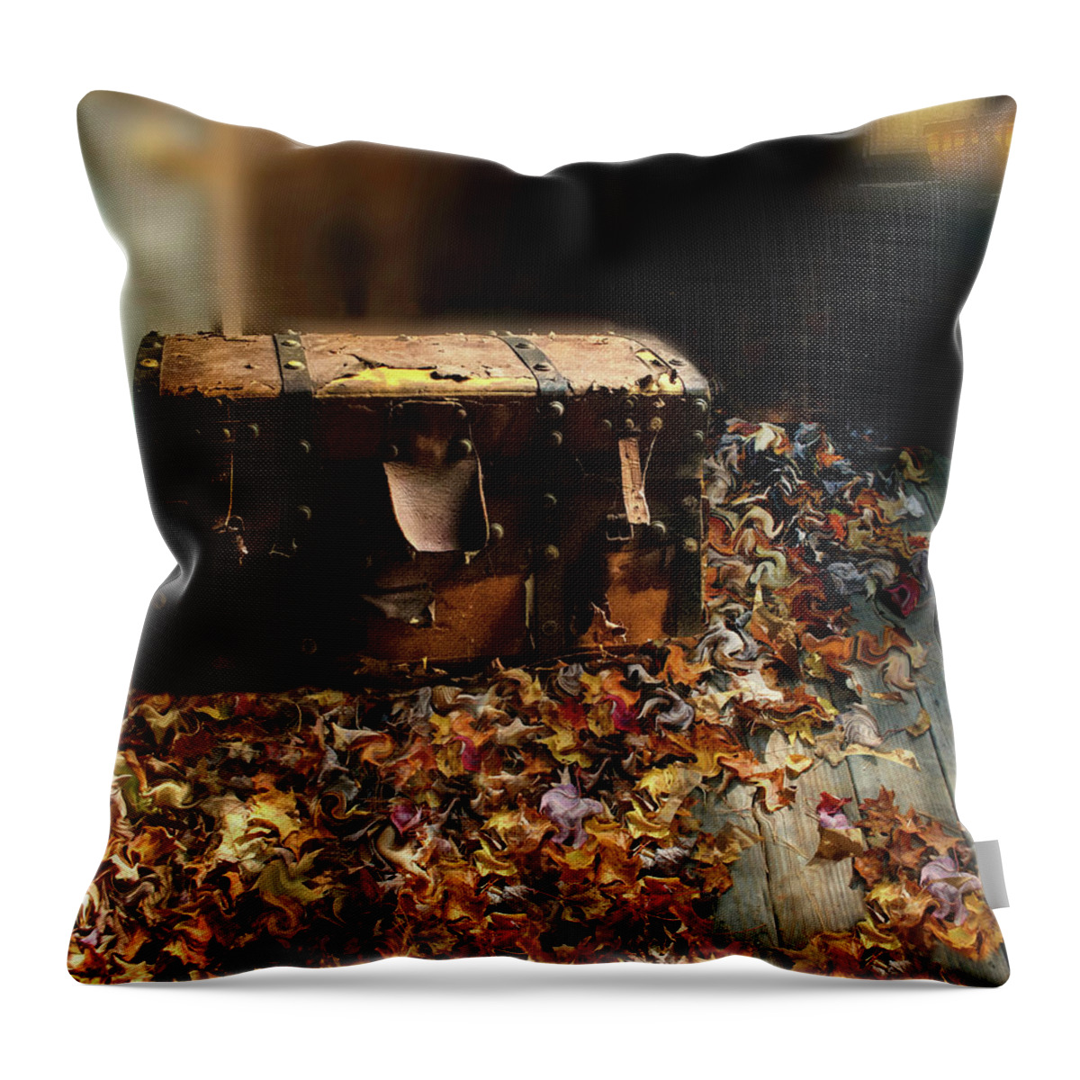 Trunk Throw Pillow featuring the photograph Memories and Poems as Leaves on Eagle Pond by Wayne King