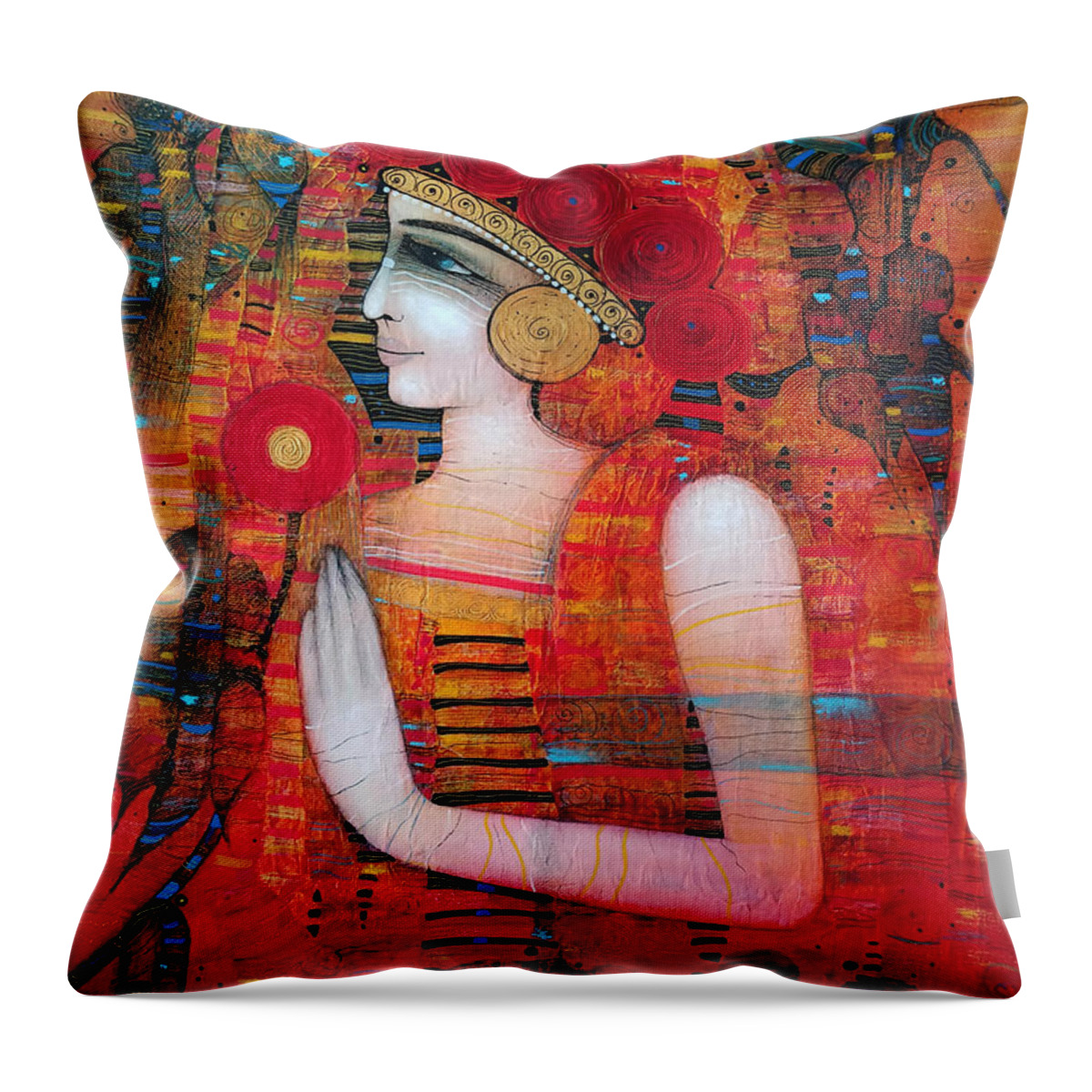Albena Throw Pillow featuring the painting Memories are flowers of time by Albena Vatcheva