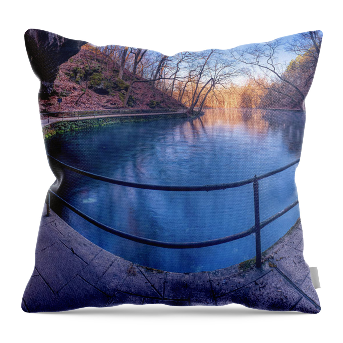 Water Throw Pillow featuring the photograph Meramac Spring Panorama by Robert Charity