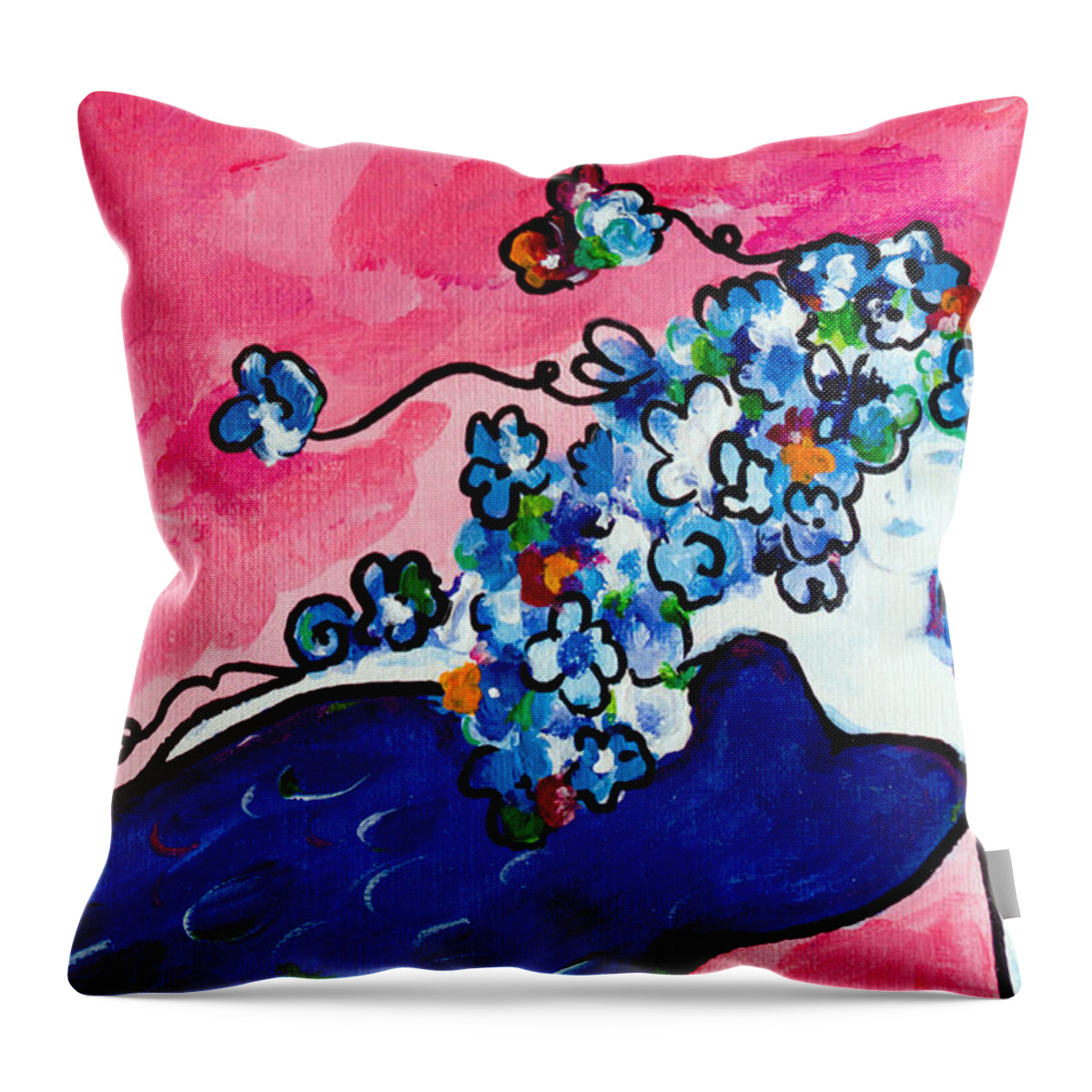 Pink Throw Pillow featuring the painting Mermaid by Beth Ann Scott
