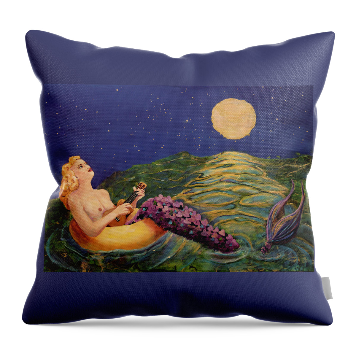 Mermaid Throw Pillow featuring the painting Song of Love by Linda Queally by Linda Queally