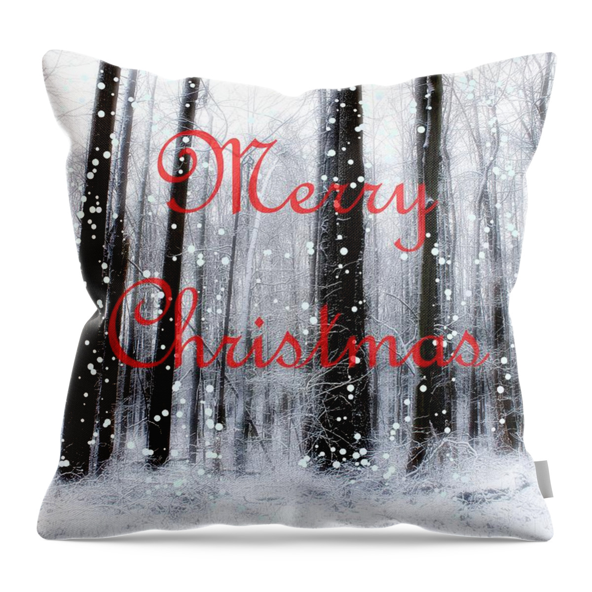 Christmas Throw Pillow featuring the photograph Merry Christmas at the Woods of Nimisila by Mary Walchuck