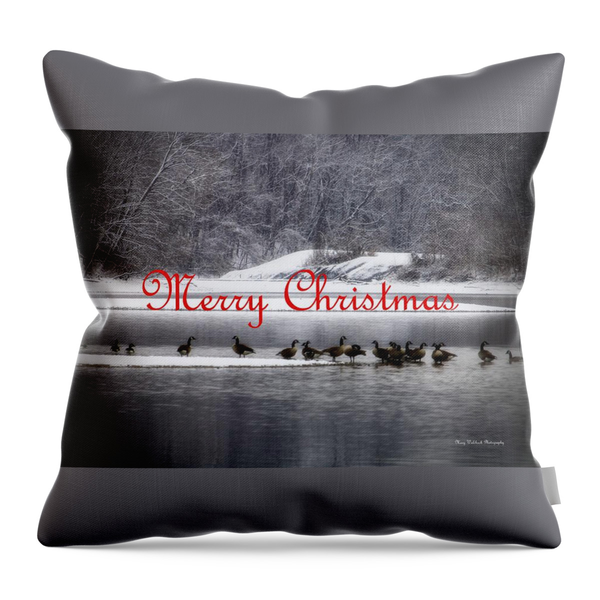 Christmas Throw Pillow featuring the photograph Merry Christmas Canadian Geese by Mary Walchuck