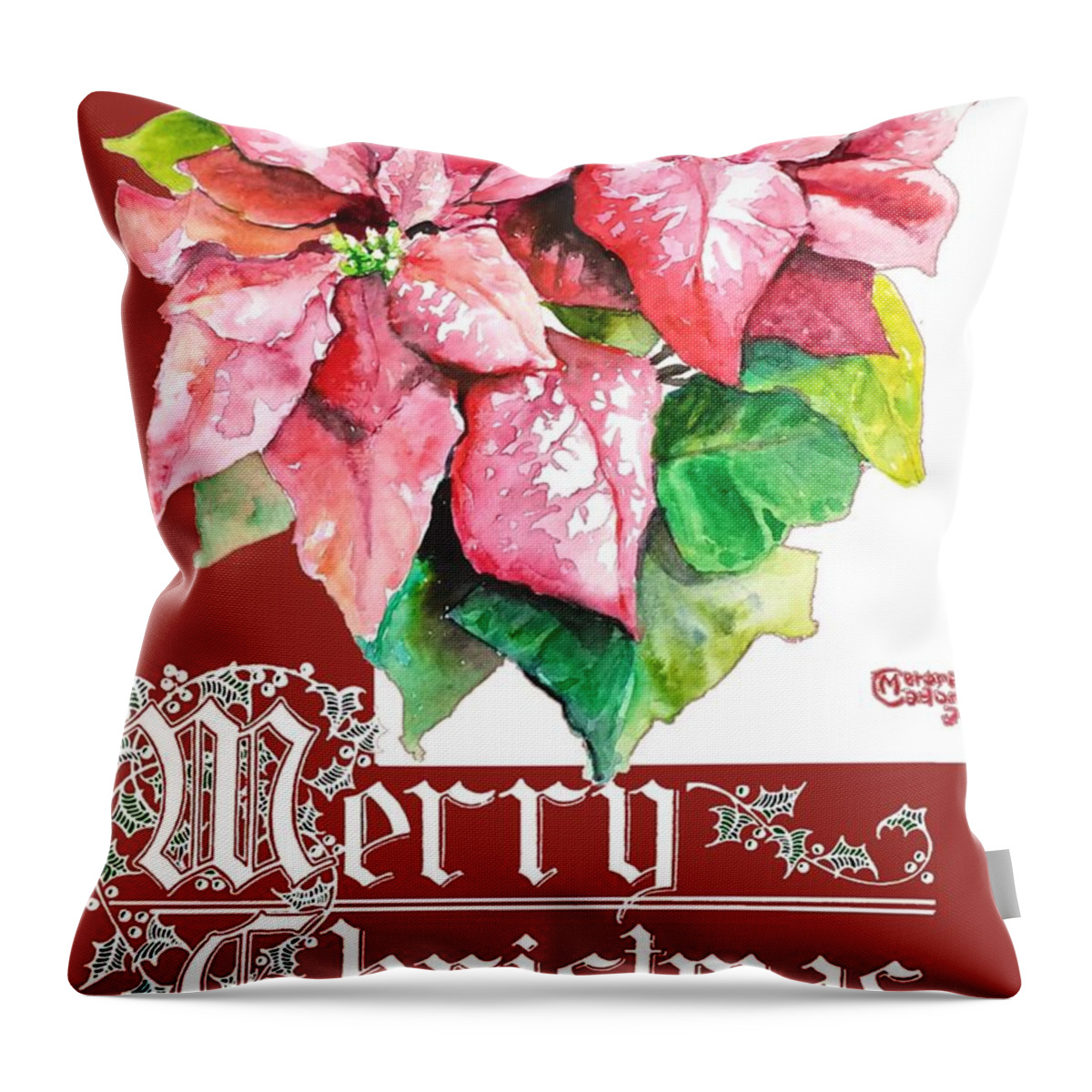 Merry Christmas Throw Pillow featuring the painting Merry Christmas by Merana Cadorette