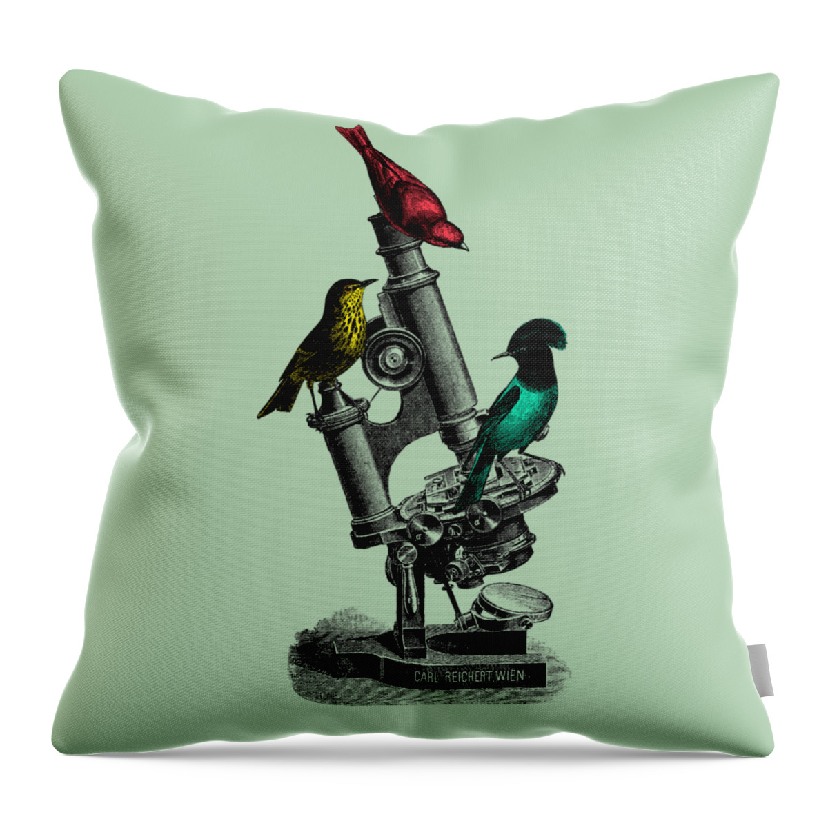 Bird Throw Pillow featuring the digital art Microscopic Birds by Madame Memento