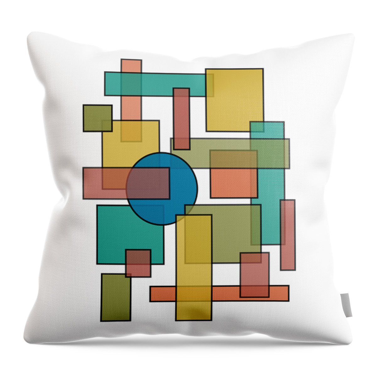 Mid Century Throw Pillow featuring the digital art Mid Century Modern Blocks, Rectangles and Circles with horizontal Background by DB Artist