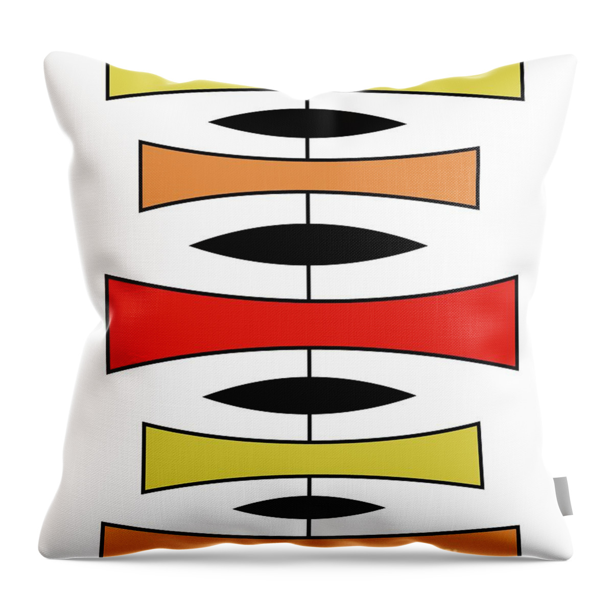 Mid Century Modern Throw Pillow featuring the digital art Mid Century Modern Trapezoids in Warm Colors by Donna Mibus