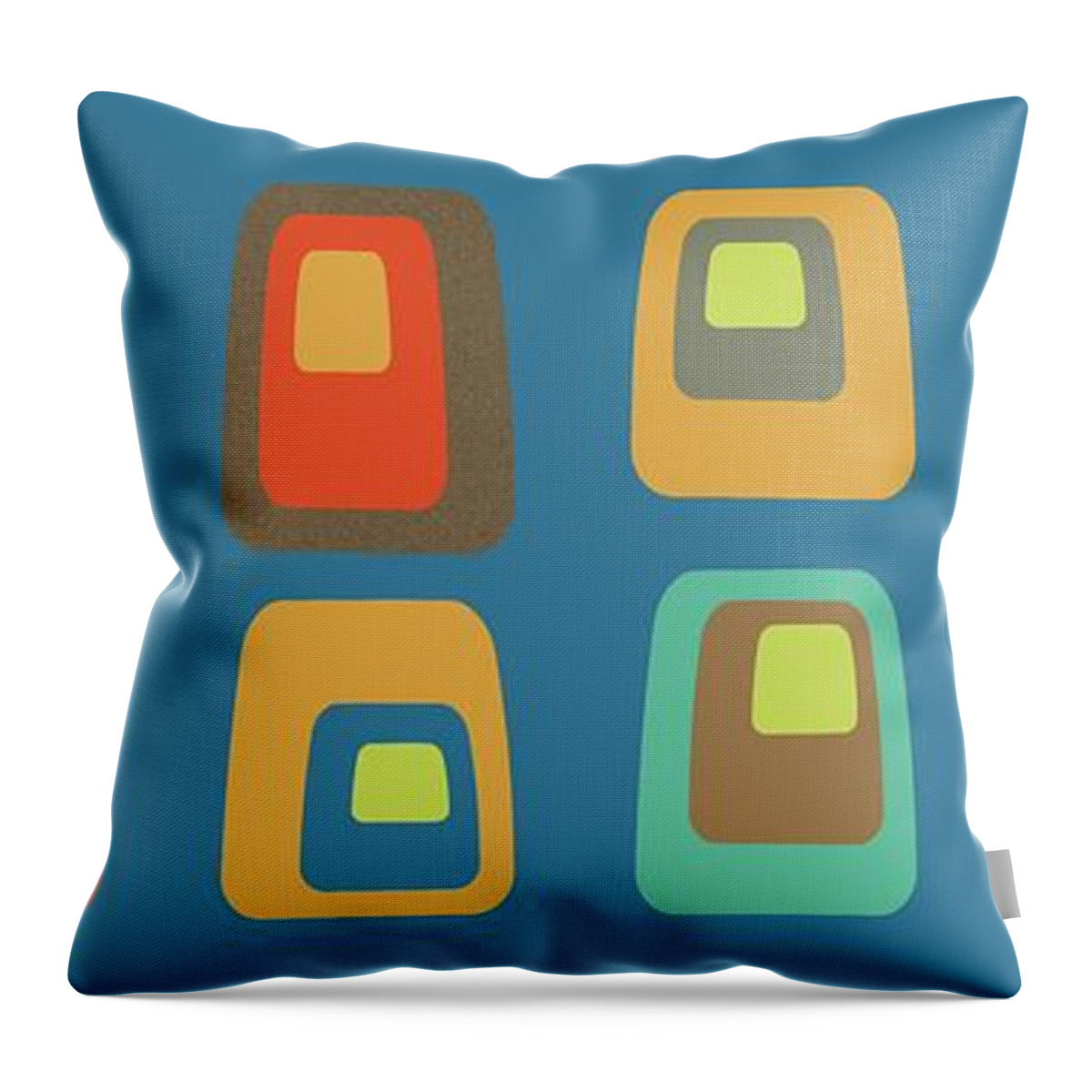  Throw Pillow featuring the digital art MidCentury Oblongs on Blue by Donna Mibus