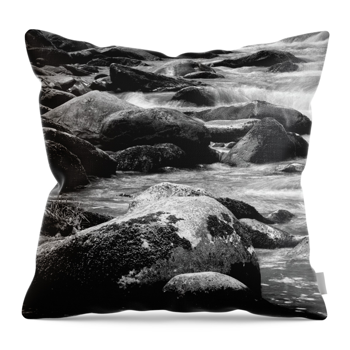 Middle Prong Trail Throw Pillow featuring the photograph Middle Prong Little River 7 by Phil Perkins