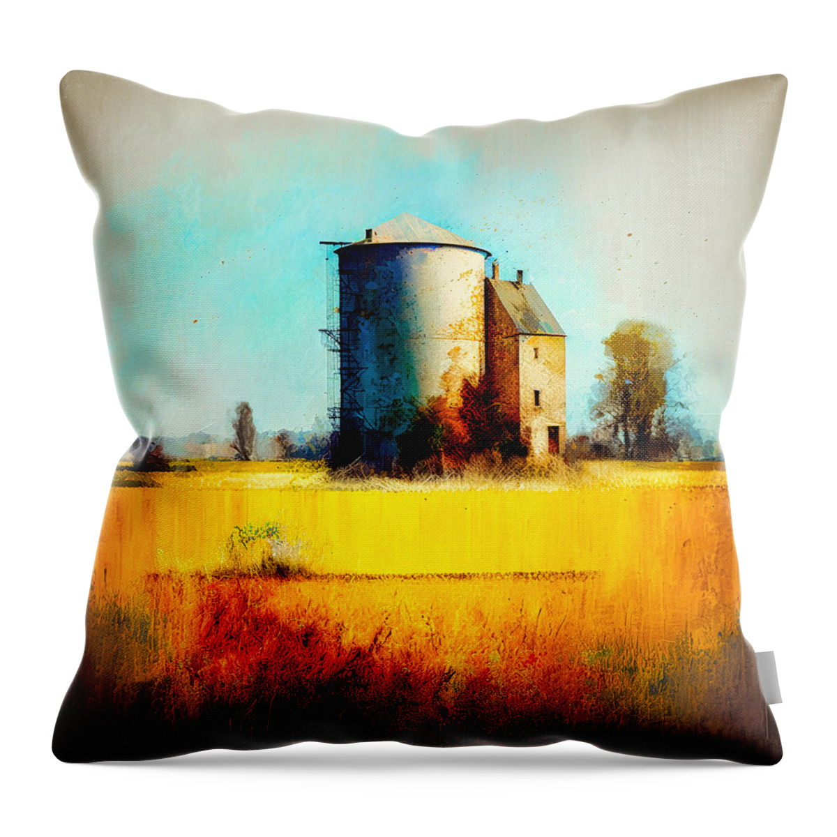 Abstract Throw Pillow featuring the digital art Middleton Silo by Craig Boehman