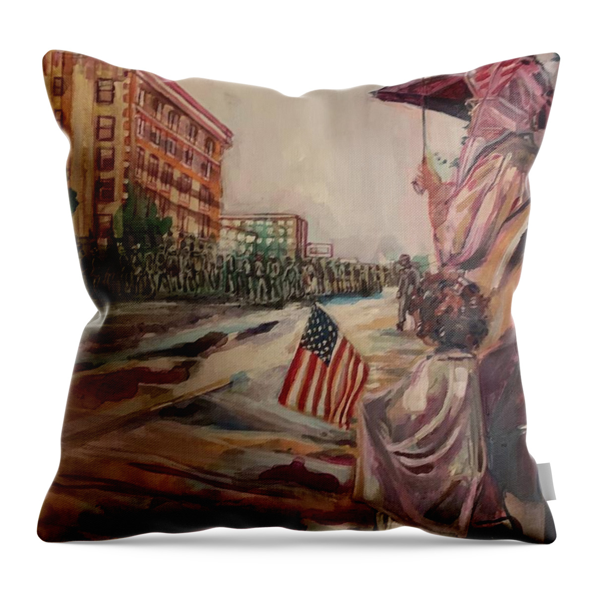 City Throw Pillow featuring the mixed media Dandelion by Try Cheatham