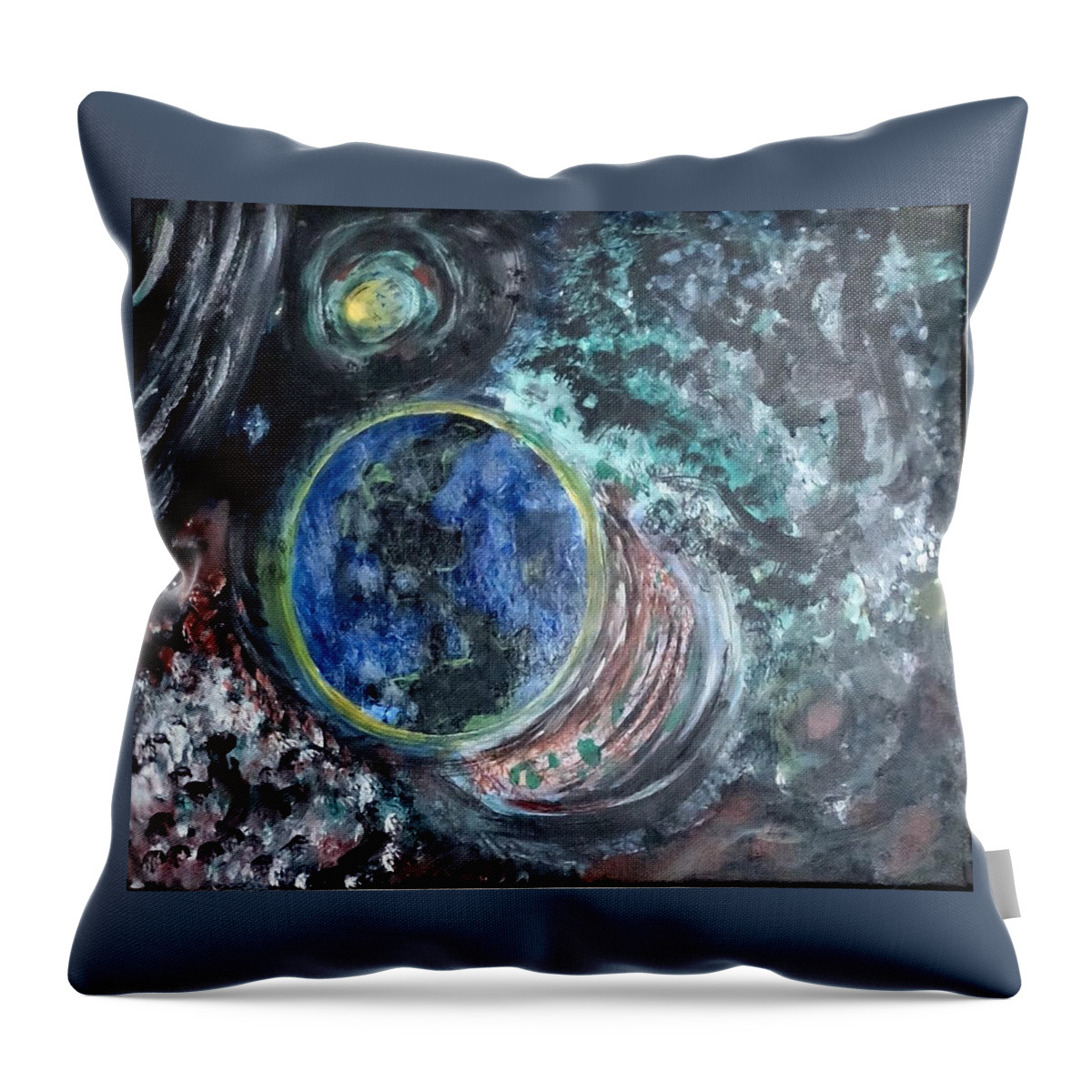 Milk Way Throw Pillow featuring the painting Milky Way Galaxy by Suzanne Berthier