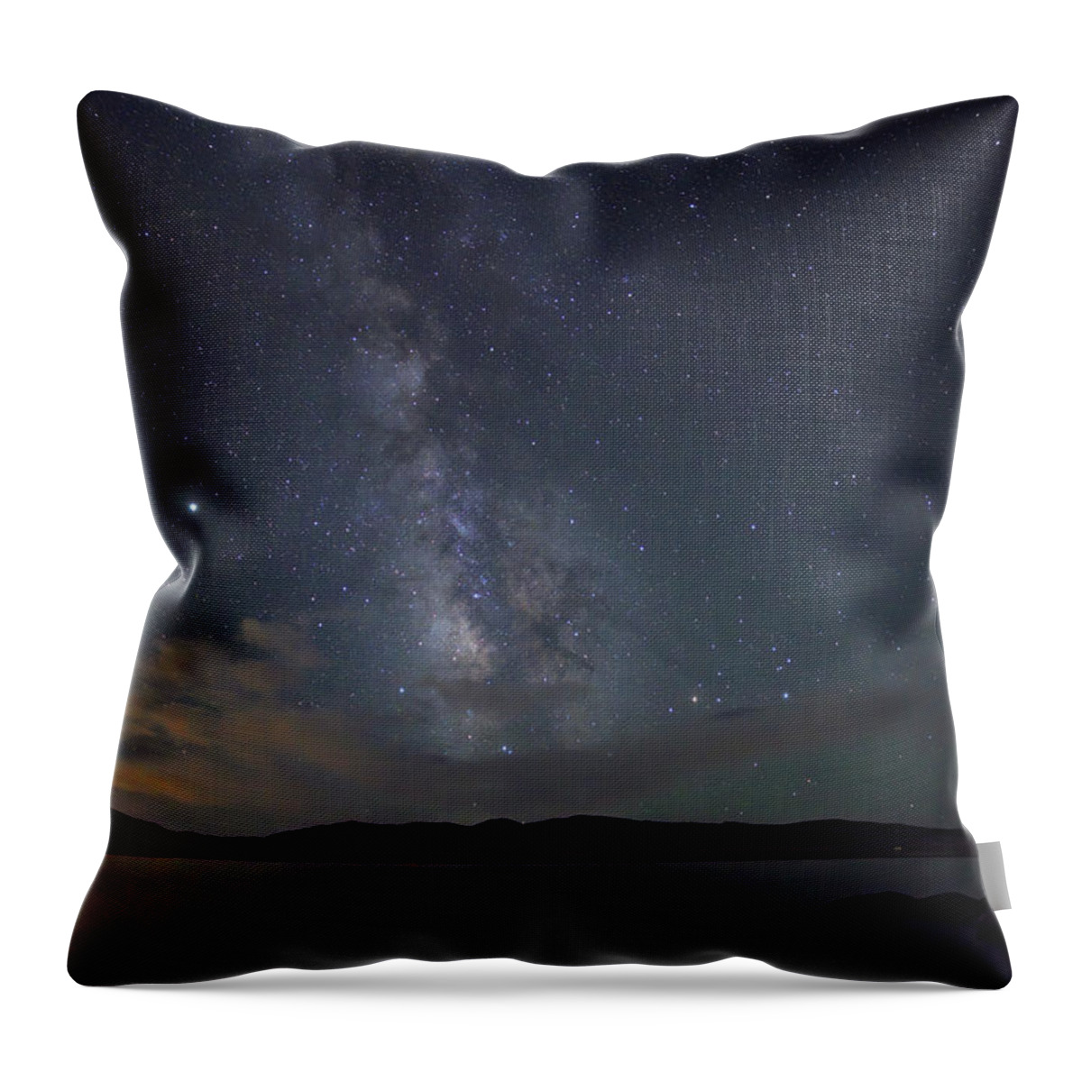 Milky Way Throw Pillow featuring the photograph Milky Way Over 11 Mile by Bob Falcone