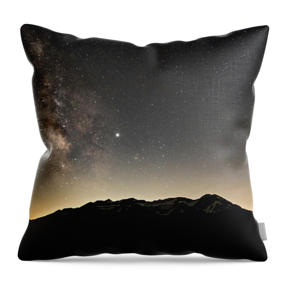 Timpanogos Mountain Throw Pillow featuring the photograph Milky Way over Timpanogos by Wesley Aston