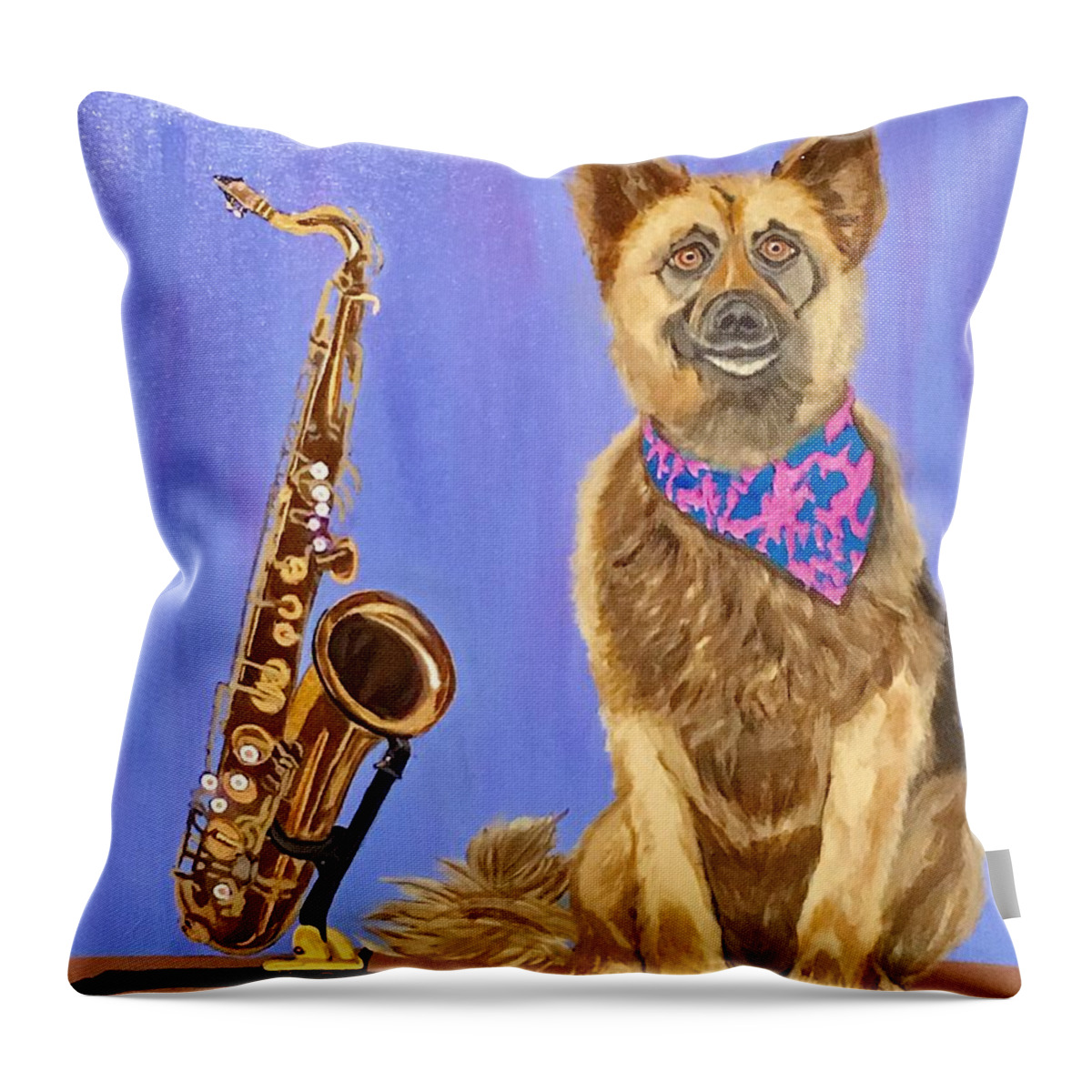  Throw Pillow featuring the painting Mimi and me by Bill Manson