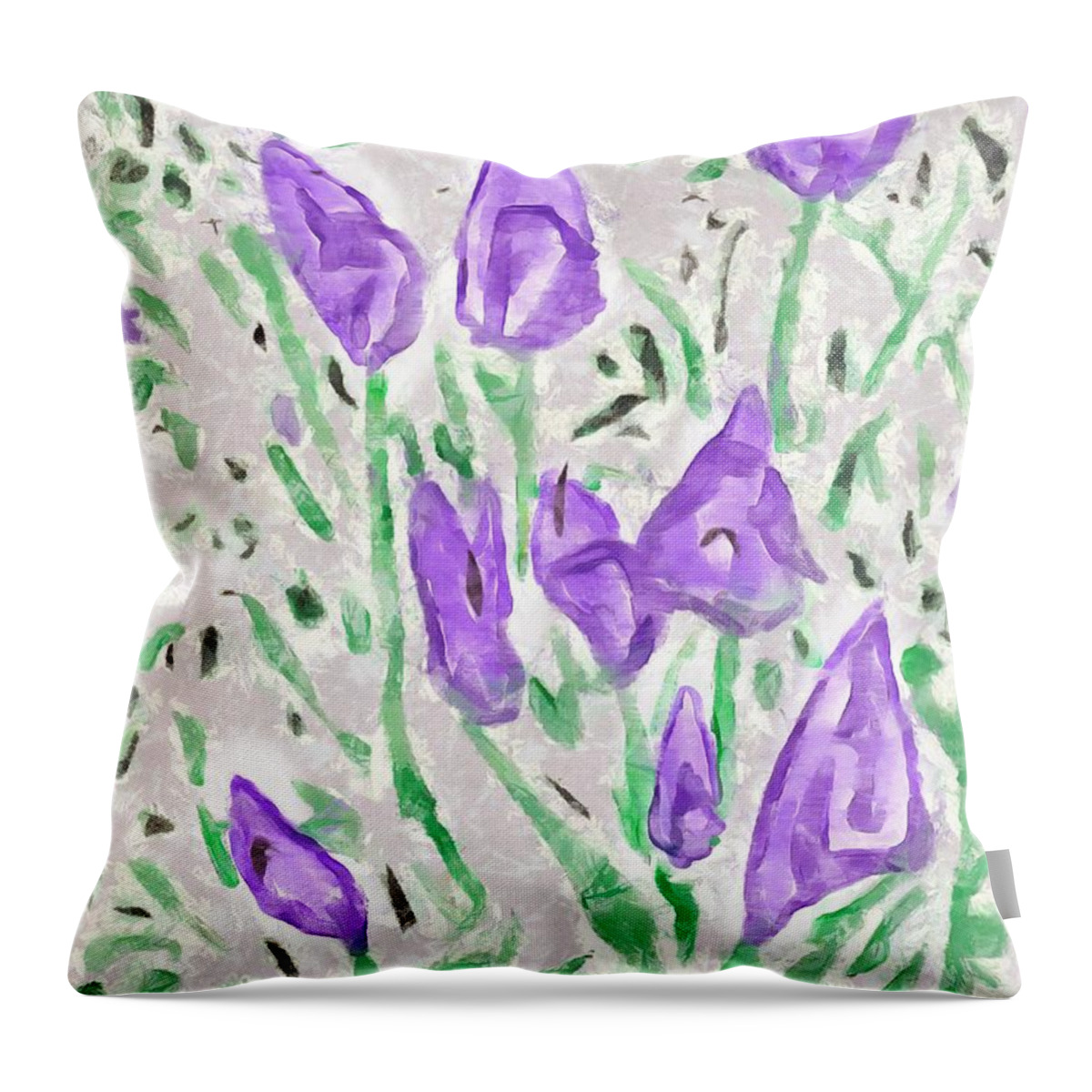 Tulips Throw Pillow featuring the mixed media Minimalist Tulips by Christopher Reed