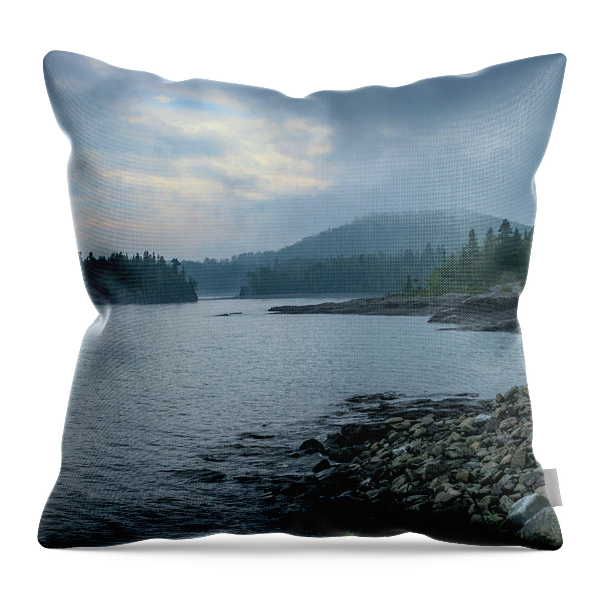 Mist Throw Pillow featuring the photograph Misty Morning on Lake Superior by Robert Carter